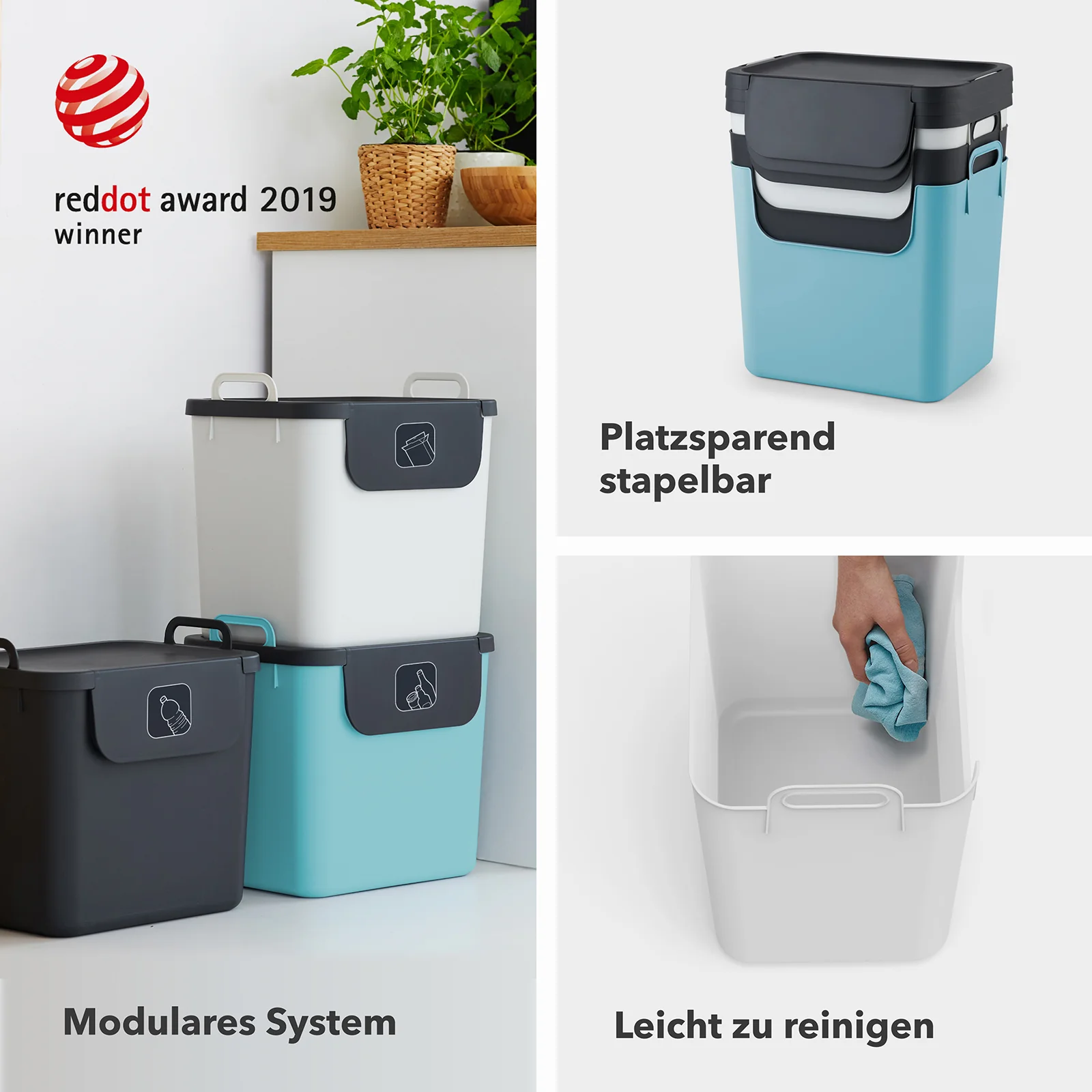 3er Set Recycling Müllsystem 30 L JIVE - Image 46