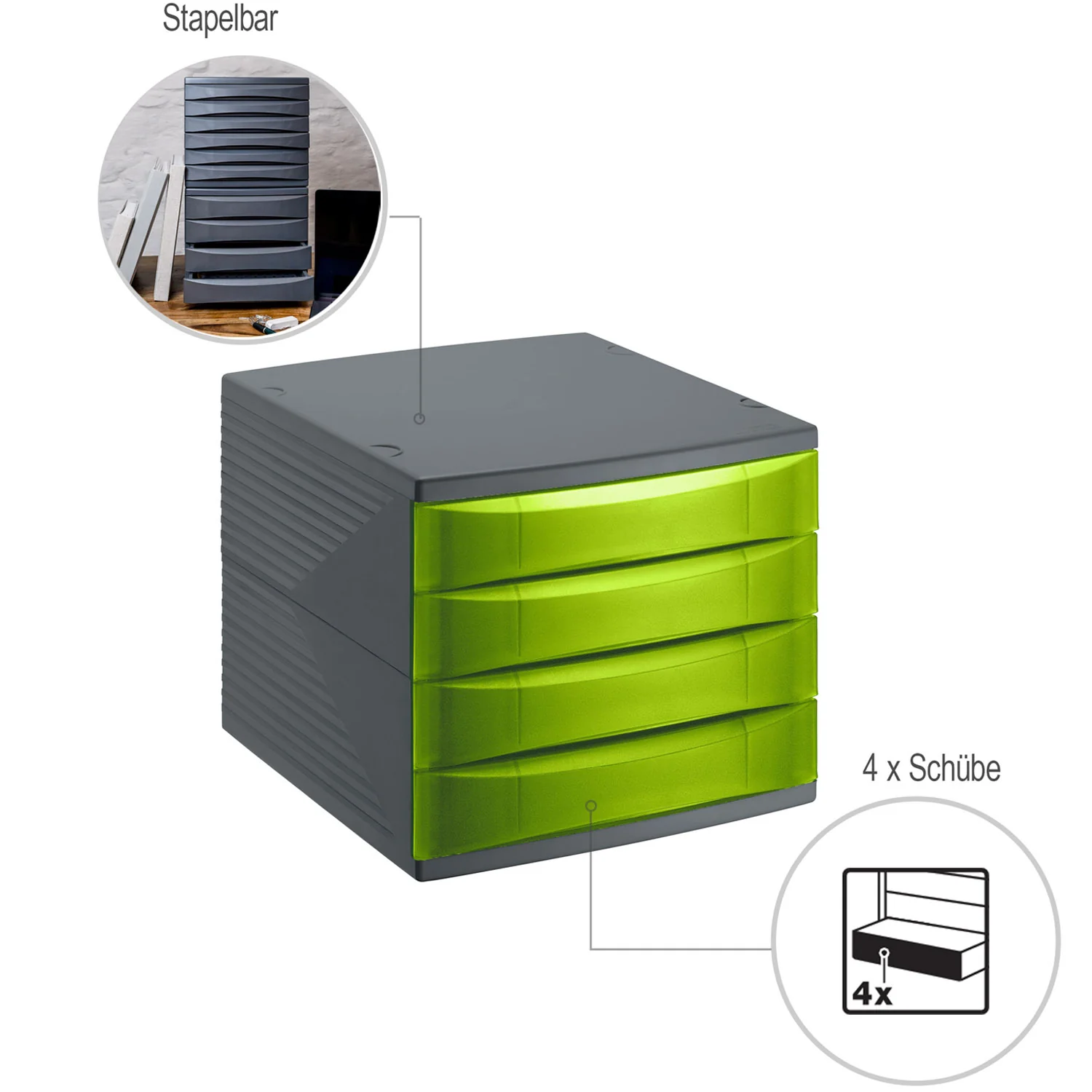 Bürobox 4 Schübe geschlossen QUADRA - Image 5